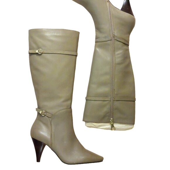 BCBGMAXAZARIA Khaki Beige Leather Boots Size 7.5 $434 - Picture 1 of 11